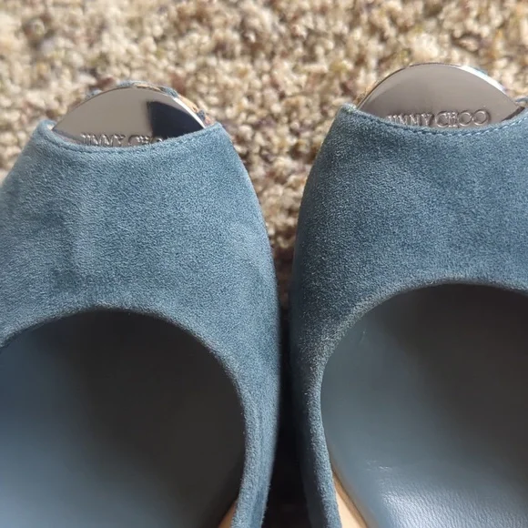 Jimmy Choo Praise Open Toe Slingback Suede Wedge size 37 - Picture 5 of 10